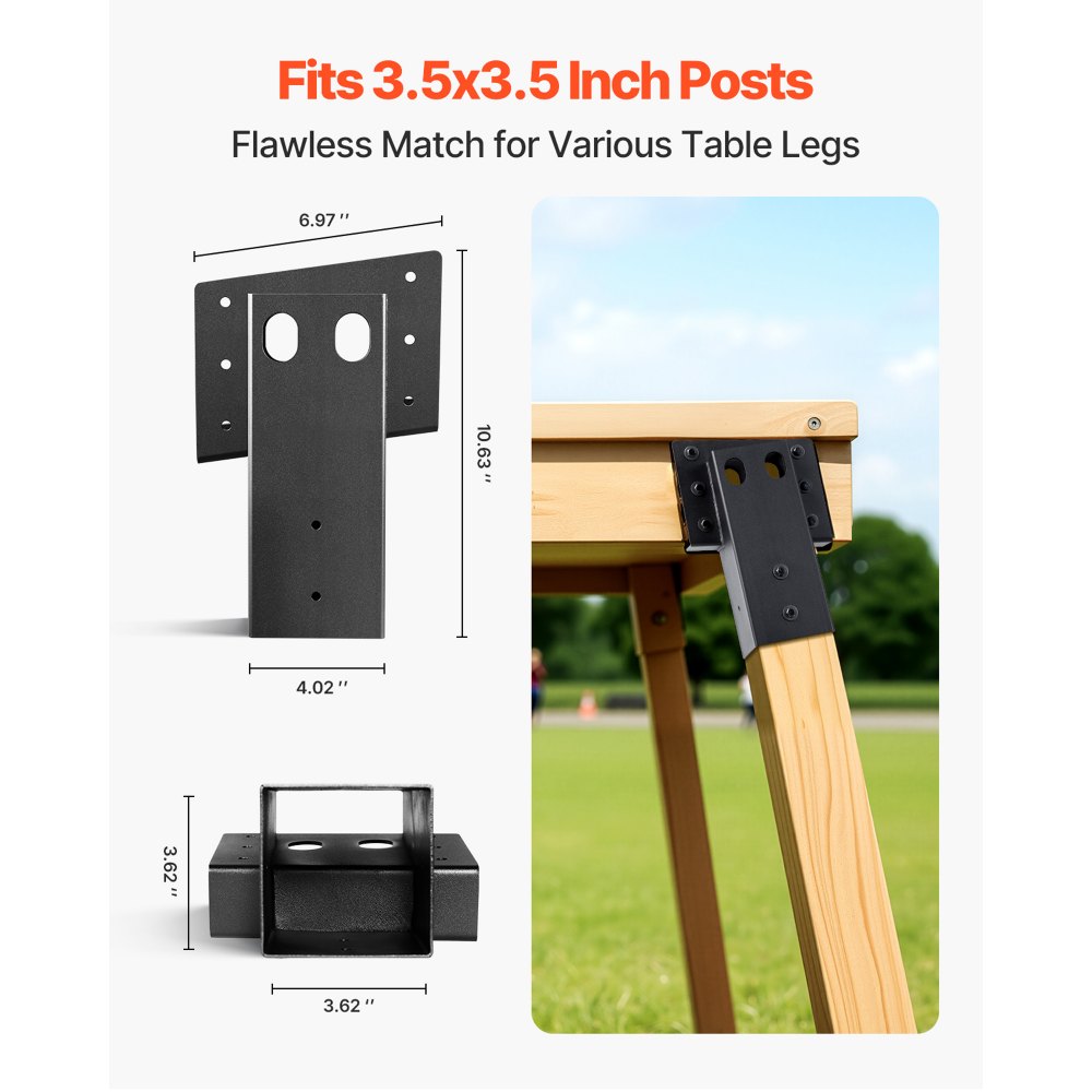 VEVOR Deer Blind Brackets, Outdoor 3.6x3.6 Platform Bracket, Fit 3.5x3.5 In / 88.9x88.9 mm Lumber, 2204lbs/1000kg Capacity Steel Elevator Brackets for Deer Stand, Hunting Blinds, Shooting Shack, 4 Pcs