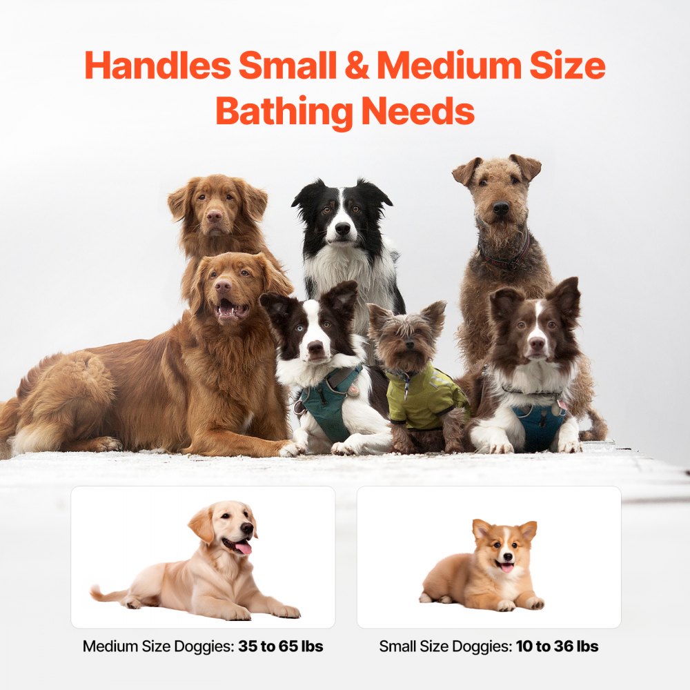 VEVOR Portable Dog Bathtub, Elevated & Foldable Space-saving Pet Shower Station with Efficient Drainage, Bathing Tub for Washing & Grooming Small and Medium Size Dogs and Cats Indoor & Outdoor, Grey