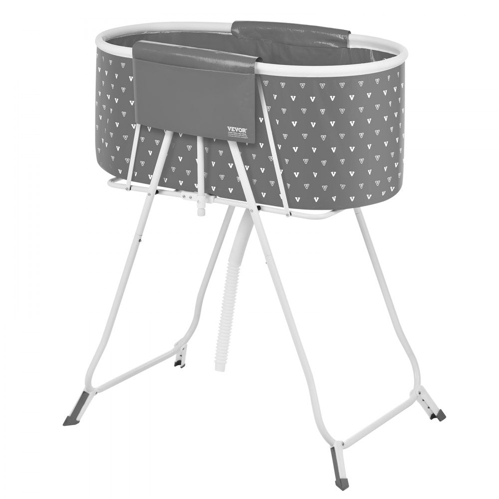 VEVOR Portable Dog Bathtub, Elevated & Foldable Space-saving Pet Shower Station with Efficient Drainage, Bathing Tub for Washing & Grooming Small and Medium Size Dogs and Cats Indoor & Outdoor, Grey