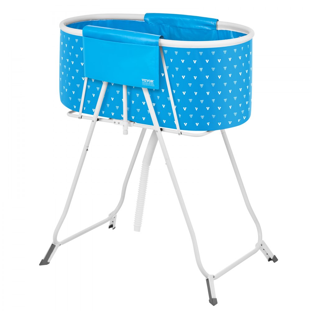 VEVOR Portable Dog Bathtub, Elevated & Foldable Space-saving Pet Shower Station with Quick Drainage, Bathing Tub for Washing & Grooming Small and Medium Size Dogs and Cats Indoor & Outdoor, Light Blue