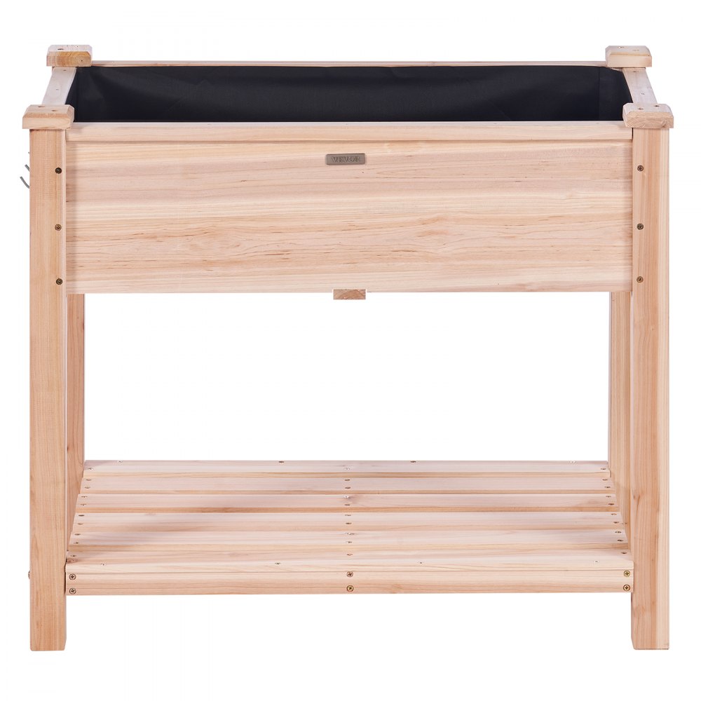 VEVOR Raised Garden Bed, 34 x 18 x 30 in Wooden Planter Box, Elevated Outdoor Planting Boxes with Legs, for Growing Flowers/Vegetables/Herbs in Backyard/Garden/Patio/Balcony, Burlywood
