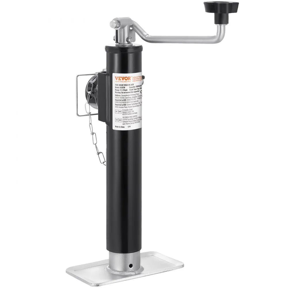 VEVOR Trailer Jack, 2000 lbs Dynamic Load Capacity, Weld-on Pipe-Mount Swivel Trailer Jack, 10" Lift Trailer Jack Stand with Handle for RV Trailer, Horse Trailer, Utility Trailer, and Yacht Trailer