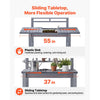 VEVOR Potting Bench Table, Outdoor Gardening Workstation with Sink, 37-55in Adjustable Wood Tabletop, Garden Work Station with Storage Shelves, Hooks for Patio, Backyard, Classic Grey