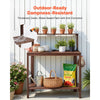 VEVOR Potting Bench Table, Outdoor Gardening Workstation with 36 x 20 in Wood Tabletop, Garden Planting Work Station with Storage Shelves, Hook for Outside Patio, Backyard, Brown