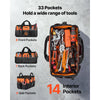 VEVOR Tool Bag, 15.7 Inch, 33-Pocket Portable Tool Box Organizer Storage, Toolbox with Soft Handle, Large Zipper, Adjustable Shoulder Strap, Carrying Toolbag, for Men Women Dad Husband Fathers Day