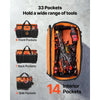 VEVOR Tool Bag, 19.1 Inch, 33-Pocket Portable Large Tool Box Organizer Storage, Toolbox with Water-Resistant Base, Zipper, Adjustable Shoulder Strap Toolbag, for Men Women Dad Husband Fathers Day