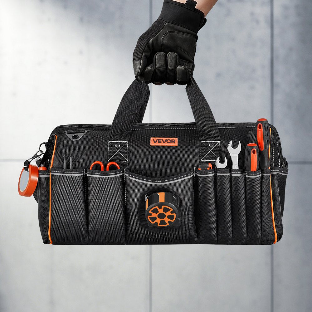 VEVOR Tool Bag, 20 Inch, 33-Pocket Portable Large Tool Box Organizer Storage, Toolbox with Big Zipper, Adjustable Shoulder Strap, Water-Resistant Carry Toolbag, for Men Women Dad Husband Fathers Day