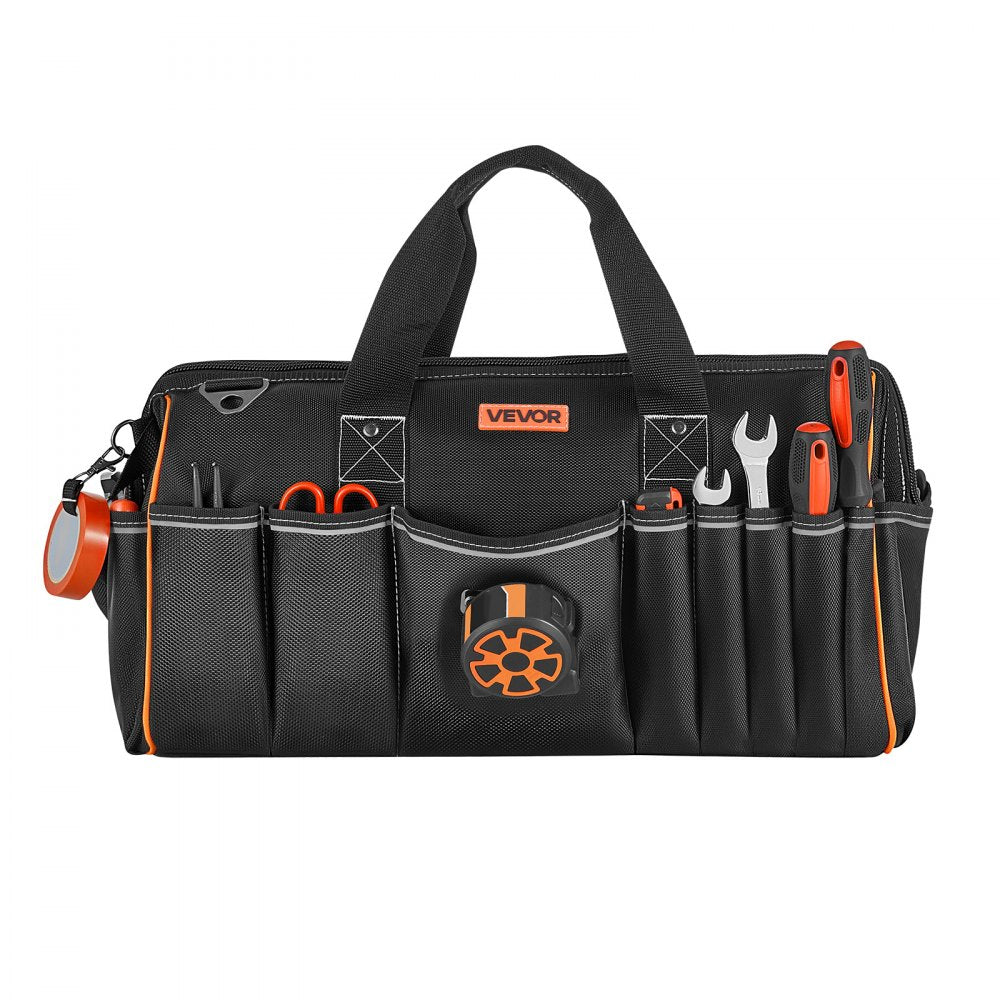 VEVOR Tool Bag, 20 Inch, 33-Pocket Portable Large Tool Box Organizer Storage, Toolbox with Big Zipper, Adjustable Shoulder Strap, Water-Resistant Carry Toolbag, for Men Women Dad Husband Fathers Day