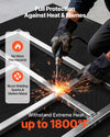 VEVOR Welding Blanket Roll infographic - Full protection against heat and flames, withstand extreme heat up to 1800°F