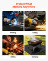 VEVOR Welding Blanket Roll infographic - Protect what matters anywhere (welding, cutting, grilling, camping)