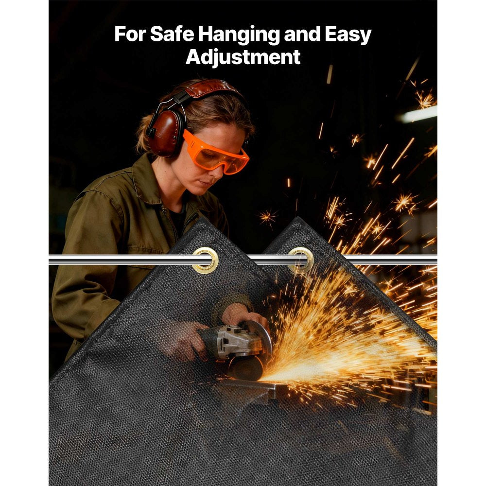 VEVOR Welding Blanket, 6 x 8 FT Silicone Coated Fiberglass Welding Blanket, Up to 1800°F Heat Resistant Safety Protection Blankets, Flame Retardant Fireproof Insulation Mat with Metal Grommets