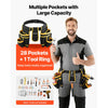 VEVOR Tool Belt, Magnetic Tool Pouch for Men, 28 Pockets Heavy Duty Adjustable Utility Belt Detachable Work Bag for Electrician, Carpenter, Construction, Work Apron Organizer, Waist Adjust 31 to 48in