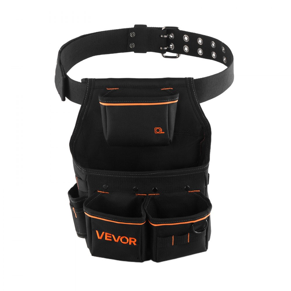 VEVOR Tool Pouch with Belt, 14 Pockets Professional Tool Belt Pouch for Men, Heavy Duty Detachable Adjustable Utility Work Bag for Electrician, Carpenter, Construction, Adjusts Waist 32 to 50 Inches