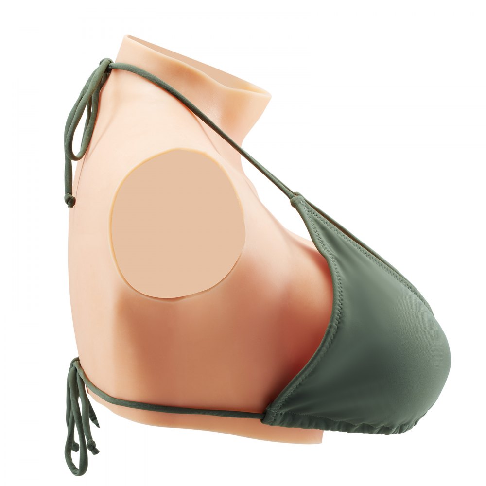 VEVOR Silicone Breastplate, E-Cup High Neckline Fake Breasts for Crossdressers, Realistic Silicone-Filled Fake Boobs Breast Forms for Transgender Cosplay Drag Queen, Ivory