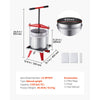 VEVOR Fruit Wine Press, 3.96Gal/15L, Stainless Steel Manual Juice Maker, Heavy Duty T-Shaped Handle & Cross-beam for Cider Apple Grape Vegetable Press, with 2 Filter Bags, for Kitchen Home Brewing