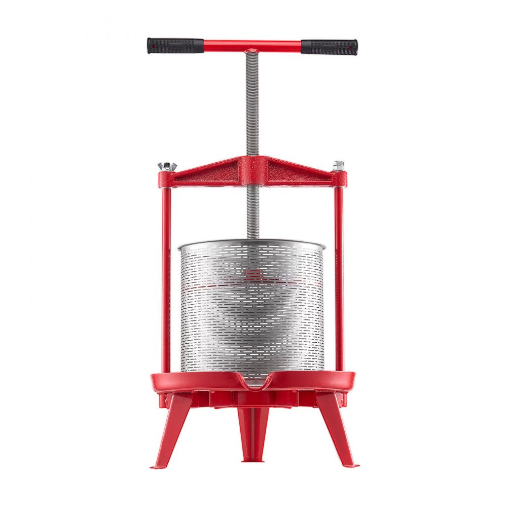 VEVOR 3.69 Gal/14L Fruit Wine Press, Stainless Steel Basket with Cross-beam and Triangular Structure, Manual Juice Maker, Cider Apple Grape Tincture Making Press with T-Handle for Kitchen Home