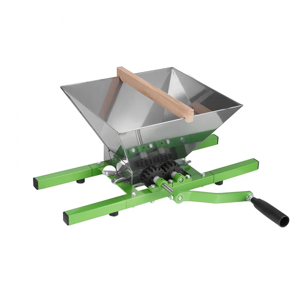 VEVOR 1.8 Gal/7L Fruit and Apple Crusher, Large Manual Grinder, Stainless Steel Fruit Scratter Pulper for Wine Cider Apple Grape Pressing, with Roller Handle for Kitchen Home, Green