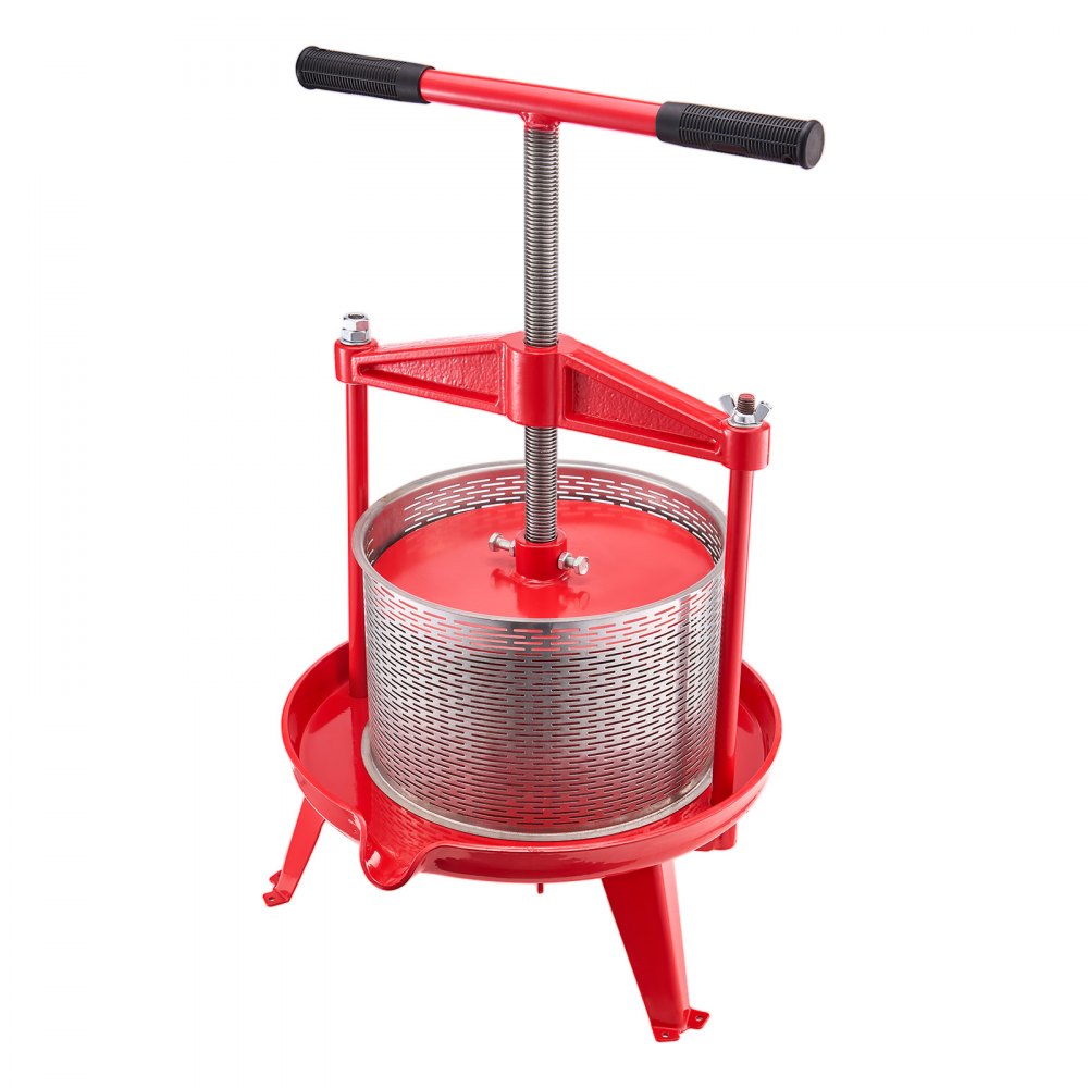 VEVOR 2.38 Gal/9L Fruit Wine Press, Stainless Steel Basket with Cross-beam and Triangular Structure, Manual Juice Maker, Cider Apple Grape Tincture Making Press with T-Handle for Kitchen Home