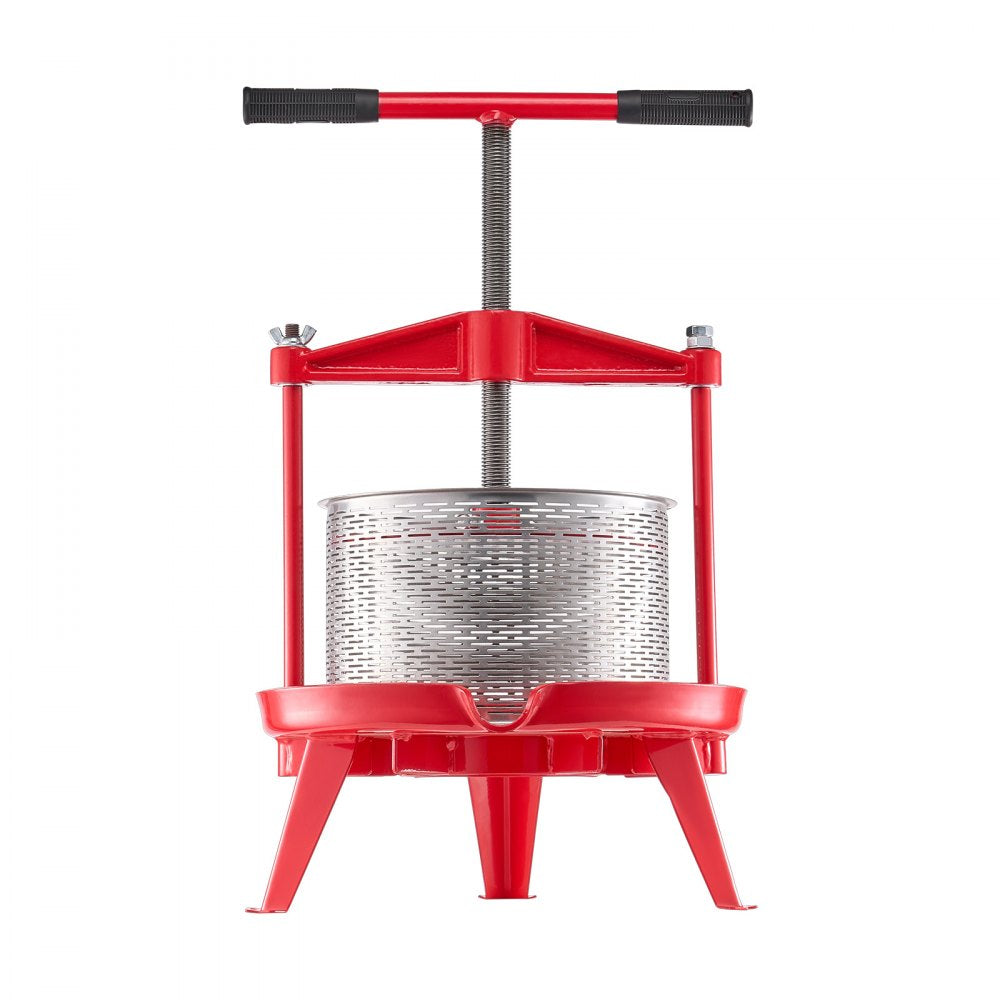 VEVOR 2.38 Gal/9L Fruit Wine Press, Stainless Steel Basket with Cross-beam and Triangular Structure, Manual Juice Maker, Cider Apple Grape Tincture Making Press with T-Handle for Kitchen Home