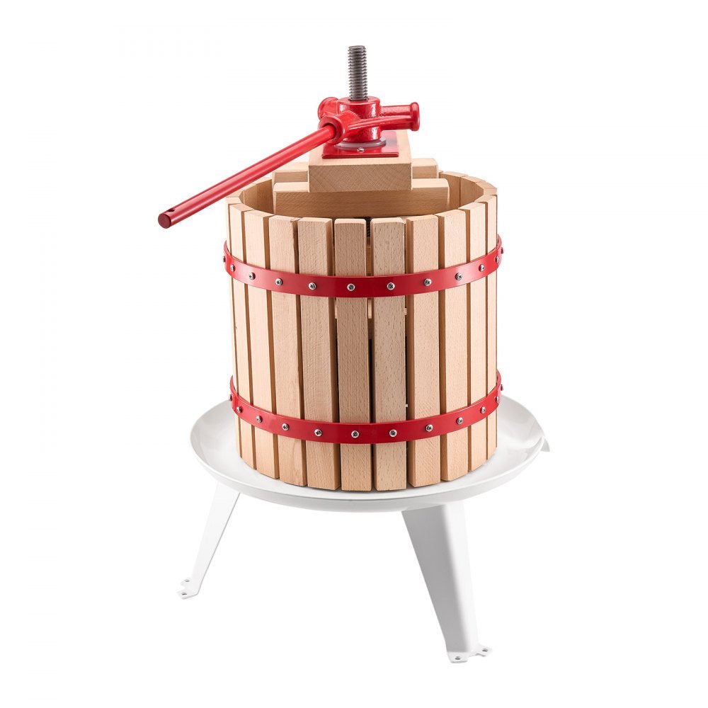 VEVOR 3.2 Gal/12L Fruit Wine Press, Solid Wood Basket with 8 Blocks, Heavy Duty Manual Juice Maker, Cider Apple Grape Tincture Honey Olive Oil Making Press with Handle for Kitchen, Home