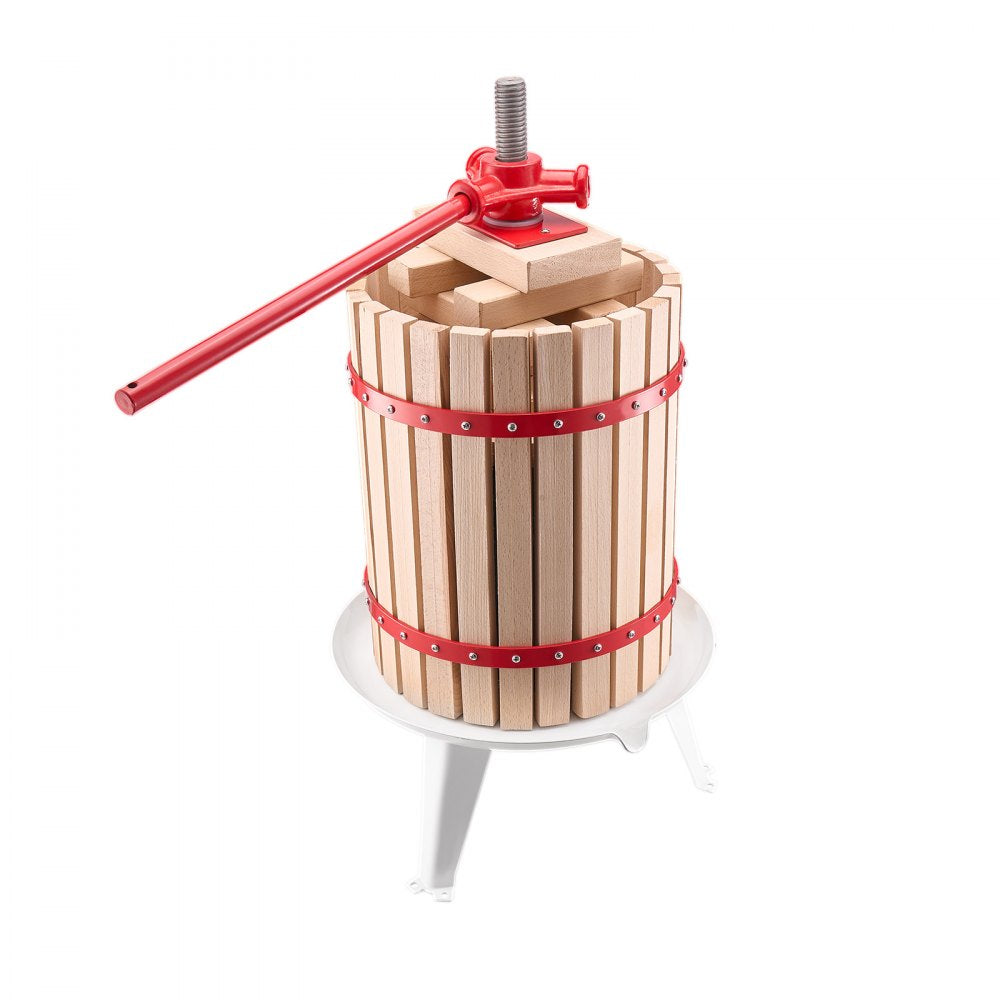 VEVOR 4.75 Gal/18L Fruit Wine Press, Solid Wood Basket with 8 Blocks, Heavy Duty Manual Juice Maker, Cider Apple Grape Tincture Honey Olive Oil Making Press with Handle for Kitchen, Home