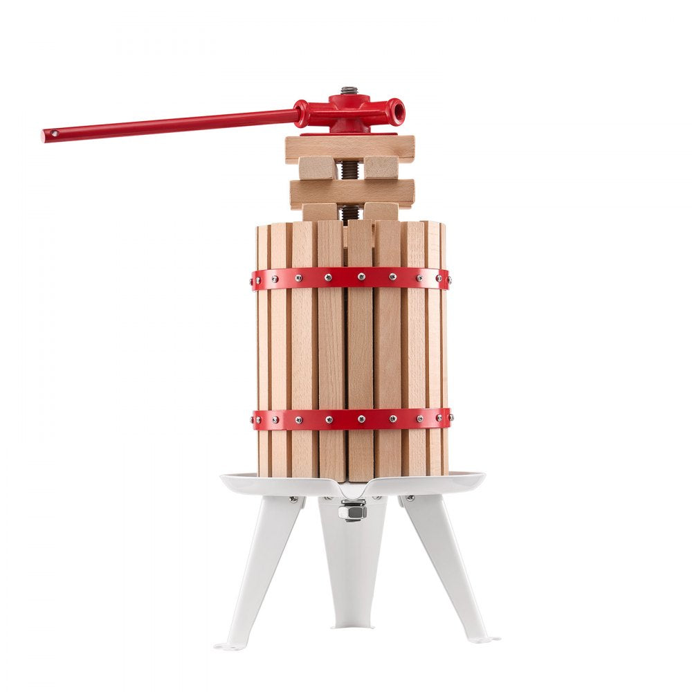 VEVOR 1.6 Gal/6L Fruit Wine Press, Solid Wood Basket with 8 Blocks, Heavy Duty Manual Juice Maker, Cider Apple Grape Tincture Honey Olive Oil Making Press with Handle for Kitchen, Home