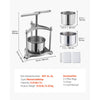 VEVOR Fruit Wine Press, 0.8 Gallon/3L, Stainless Steel Manual Juice Maker with Powerful T-Shaped Handle, Juice Making for Apple/Grape/Orange/Berry, Cheese/Tincture/Herbal Press, for Kitchen Home