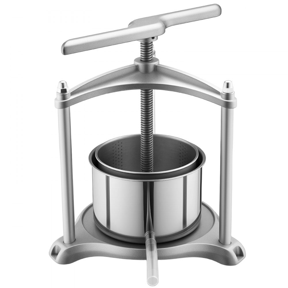 VEVOR Fruit Wine Press, 0.8 Gallon/3L, Stainless Steel Manual Juice Maker with Powerful T-Shaped Handle, Juice Making for Apple/Grape/Orange/Berry, Cheese/Tincture/Herbal Press, for Kitchen Home