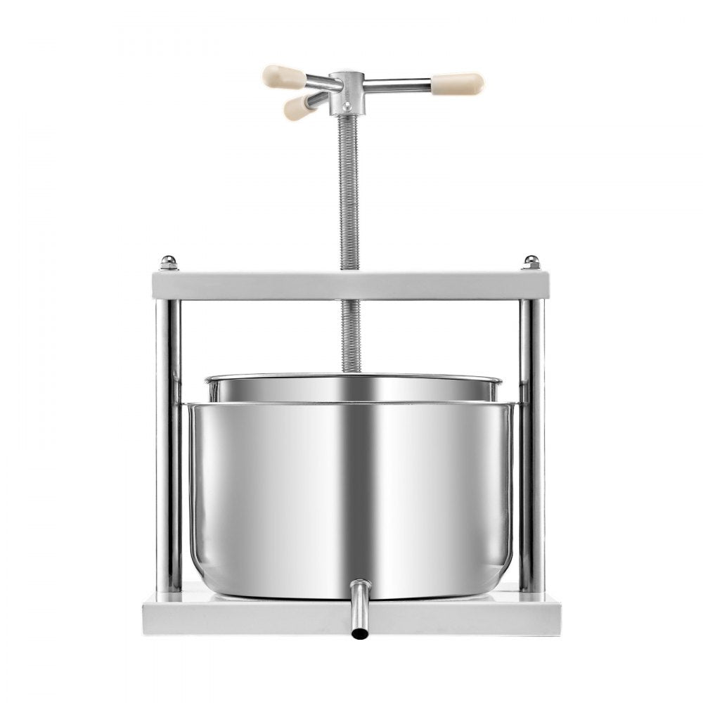 VEVOR 3.17 Gal/12L Fruit Wine Press, 2 Stainless Steel Barrels, Manual Juice Maker, Cider Apple Grape Tincture Honey Olive Oil Making Press with Triangular Handle for Outdoor Kitchen Home
