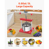 VEVOR 0.8 Gal/3L Fruit Wine Press, 2 Stainless Steel Barrels, Manual Juice Maker, Cider Apple Grape Tincture Honey Olive Oil Making Press with T-Handle for Outdoor Kitchen Home