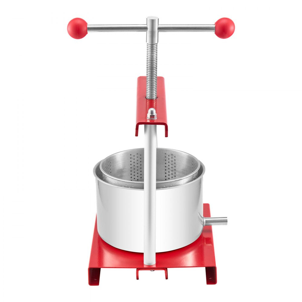 VEVOR 0.8 Gal/3L Fruit Wine Press, 2 Stainless Steel Barrels, Manual Juice Maker, Cider Apple Grape Tincture Honey Olive Oil Making Press with T-Handle for Outdoor Kitchen Home