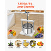 VEVOR 1.45 Gal/5L Fruit Wine Press, 2 Stainless Steel Barrels, Manual Juice Maker, Cider Apple Grape Tincture Honey Olive Oil Making Press with Triangular Handle for Outdoor Kitchen Home