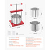 VEVOR 1.6 Gal/6L Fruit Wine Press, 2 Stainless Steel Barrels, Manual Juice Maker, Cider Apple Grape Tincture Honey Olive Oil Making Press with T-Handle for Outdoor Kitchen Home
