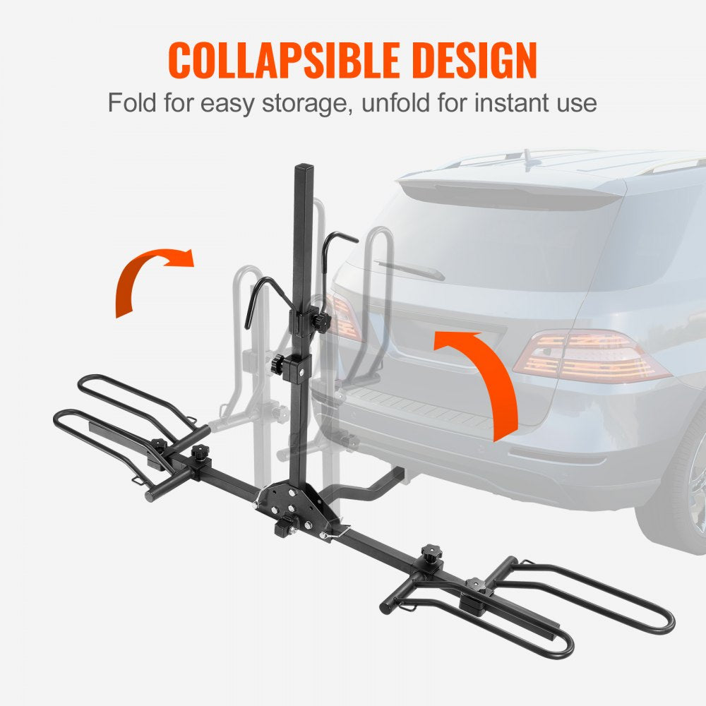 VEVOR Hitch Mount Bike Rack, 2-Bike Platform Style, 80 LBS Max Capacity Bike Rack Hitch for 1.25-/2-inch Receiver, Titling and Folding Bike Carrier with Tires up to 2.4" Wide, for Car, SUV, Truck, RV
