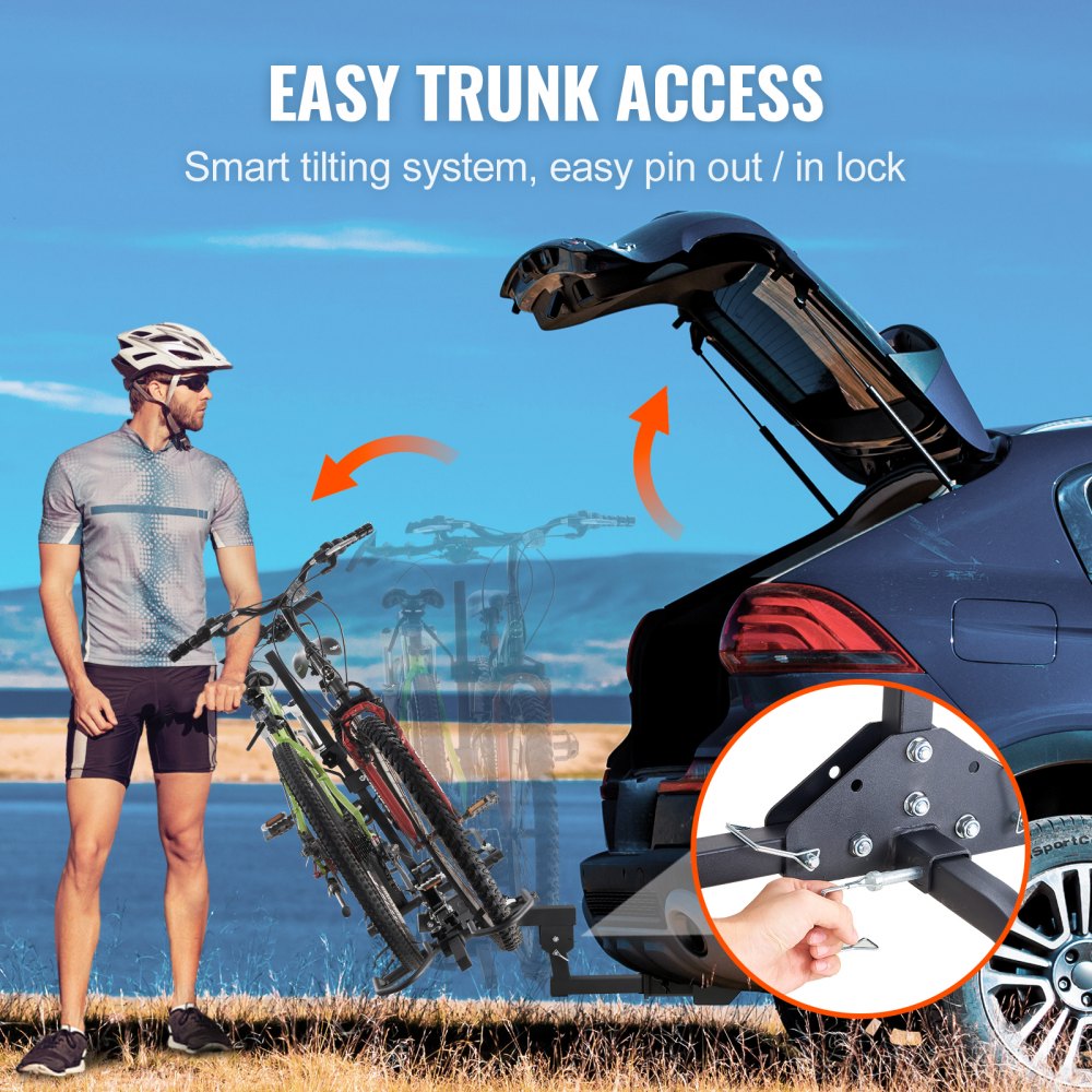VEVOR Hitch Mount Bike Rack, 2-Bike Platform Style, 160 LBS Max Capacity Bike Rack Hitch for 2-inch Receiver, Titling and Folding Bike Carrier with Tires up to 5" Wide, for Car, SUV, Truck, RV