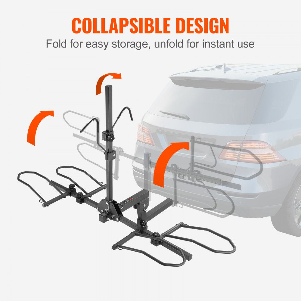 VEVOR Hitch Mount Bike Rack, 2-Bike Platform Style, 160 LBS Max Capacity Bike Rack Hitch for 2-inch Receiver, Titling and Folding Bike Carrier with Tires up to 5" Wide, for Car, SUV, Truck, RV