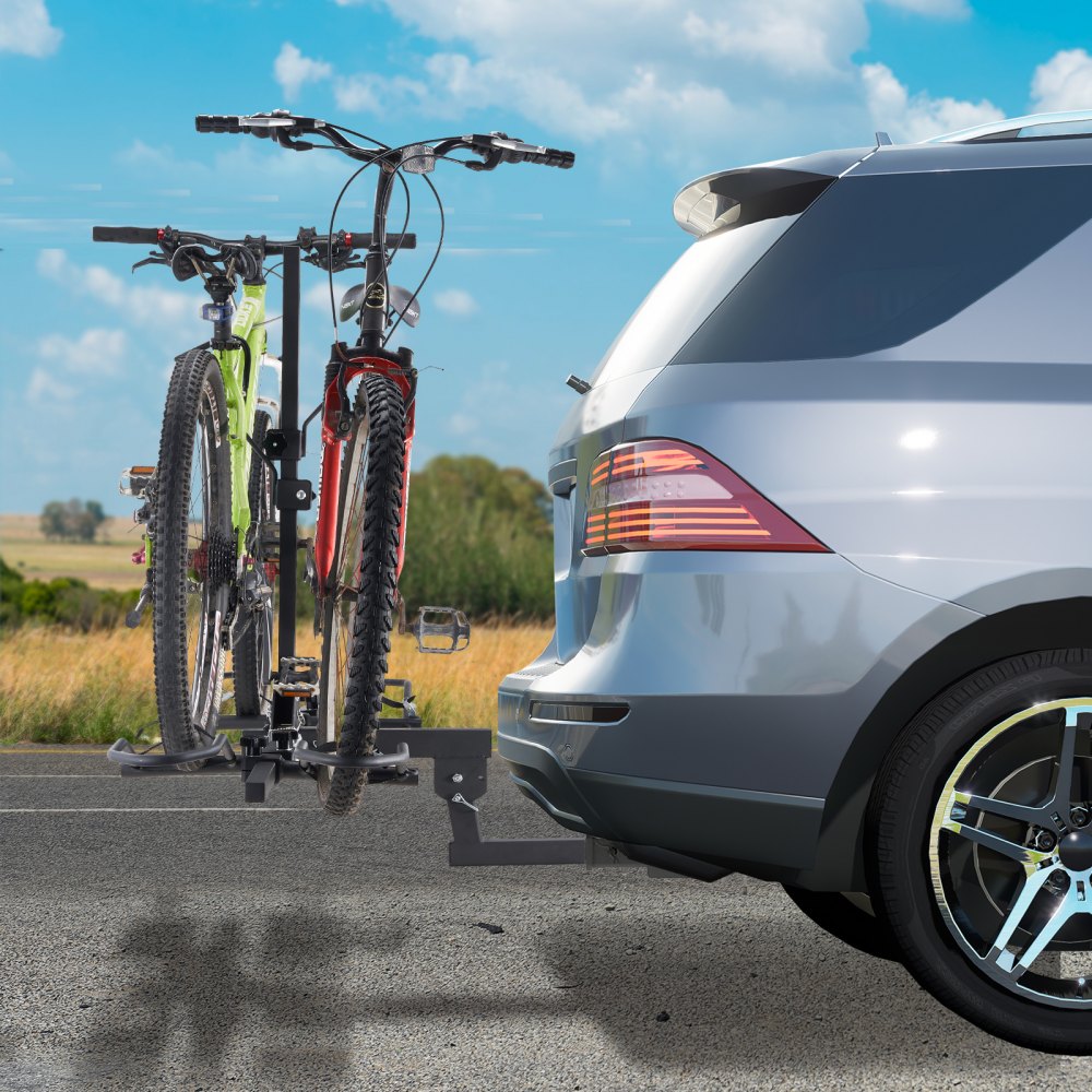 VEVOR Hitch Mount Bike Rack, 2-Bike Platform Style, 160 LBS Max Capacity Bike Rack Hitch for 2-inch Receiver, Titling and Folding Bike Carrier with Tires up to 5" Wide, for Car, SUV, Truck, RV