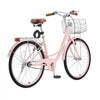 VEVOR Cruiser Bike, 1-Speed, 26-Inch Pink Beach Cruiser Bike with Large Capacity Basket and Rear Rack, Secure & Sturdy Cruiser Bike with Adjustable Seat, Fits for Cycling, Exercise & Shopping