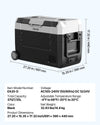 VEVOR Car Refrigerator, DC 12/24V AC100-240V Compressor Electric Cooler, -4°F to 68°F Truck Refrigerator with APP Control, Wheels & Dual Zone, 37 QT Cars Cooler for RVs, Boats, Camping, Fishing