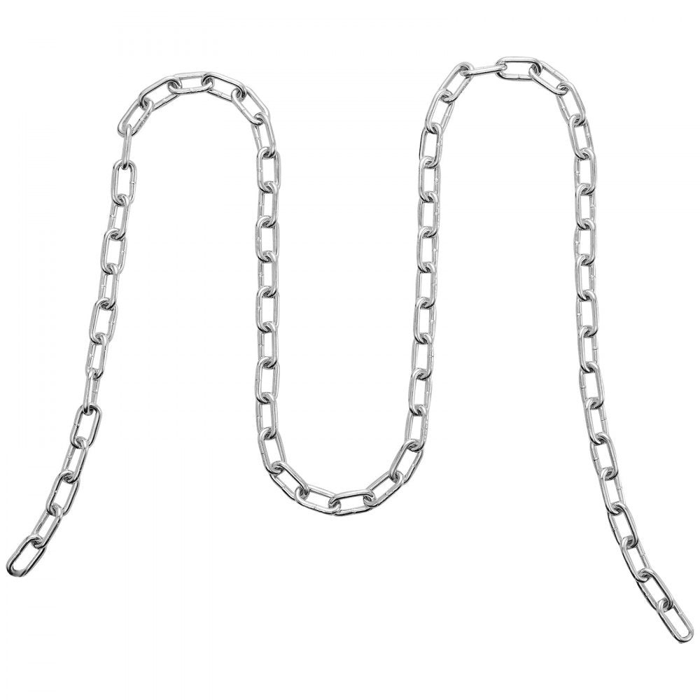 VEVOR Proof Coil Chain, 1/4" x 100', 1540 lbs Safe Working Load, Zinc Plated Proof Tested Coil Chain with Two Quick Links, Galvanized Carbon Steel Link Chain for Towing, Hanging, Camping, Pet Towing