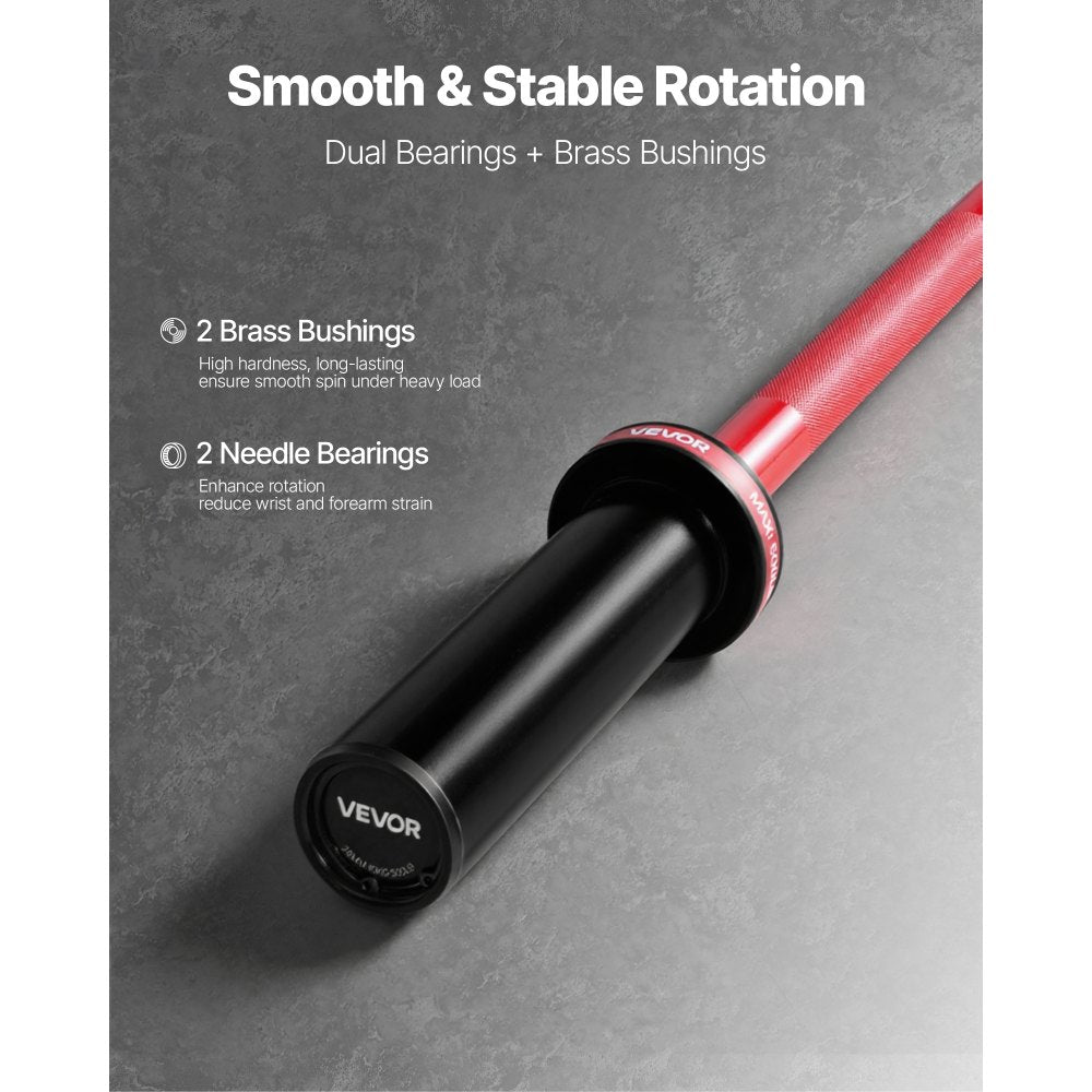 VEVOR 4FT Barbell Bar, Fits 2-Inch Weight Plates, Barbell Bar with Knurled Grip for Strength Training, Weightlifting, Squat, Deadlift, Bench Press, Curl, Overhead Press, 550lbs/226kg Capacity