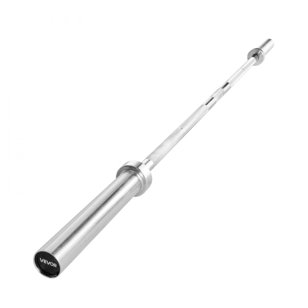 VEVOR 6FT Barbell Bar, Fits 2-Inch Weight Plates, Chrome Plated Barbell Bar with Knurled Grip for Strength Training, Weightlifting, Squat, Deadlift, Bench Press, Curl, Overhead Press, 500lbs Capacity