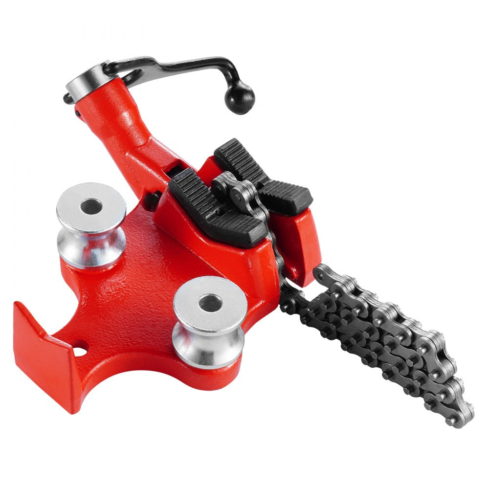 VEVOR Heavy-Duty Pipe Chain Vise, 1/8" - 5" Pipe Capacity, 26" Rugged Chain & Cast Iron Base, Hitch Mount Vise Plate Holder With Adjustable Height - Fits 2 inch x 2 inch Receiver