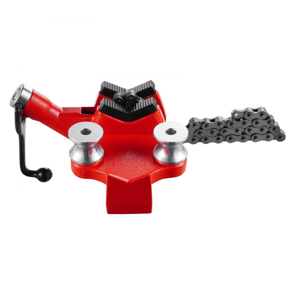 VEVOR Heavy-Duty Pipe Chain Vise, 1/8" - 5" Pipe Capacity, 26" Rugged Chain & Cast Iron Base, Hitch Mount Vise Plate Holder With Adjustable Height - Fits 2 inch x 2 inch Receiver
