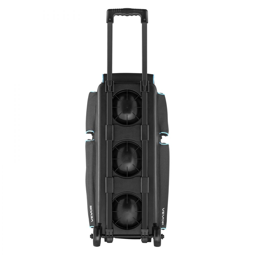 VEVOR Bowling Ball Bag, 3 Ball Double Roller Bowling Bag with Wheels, Featuring a Separate Compartment for Shoes (Up To US Size 16) & Oversized Accessory Pocket, Retractable Handle Extends to 41.34 in