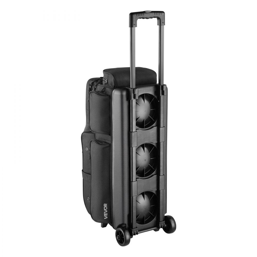 VEVOR Bowling Ball Bag, 3 Ball Double Roller Bowling Bag with Wheels, Featuring a Separate Compartment for Shoes (Up To US Size 16) & Oversized Accessory Pocket, Retractable Handle Extends to 41.34 in
