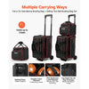 VEVOR 3 Ball Bowling Bag Double Roller Bag with Separate Shoe Compartment, for Bowling Shoes (Up To US Men Size 16), Rolling Ball Bag w/ Wheel, Accessory Pocket, Retractable Handle Extends to 40 in