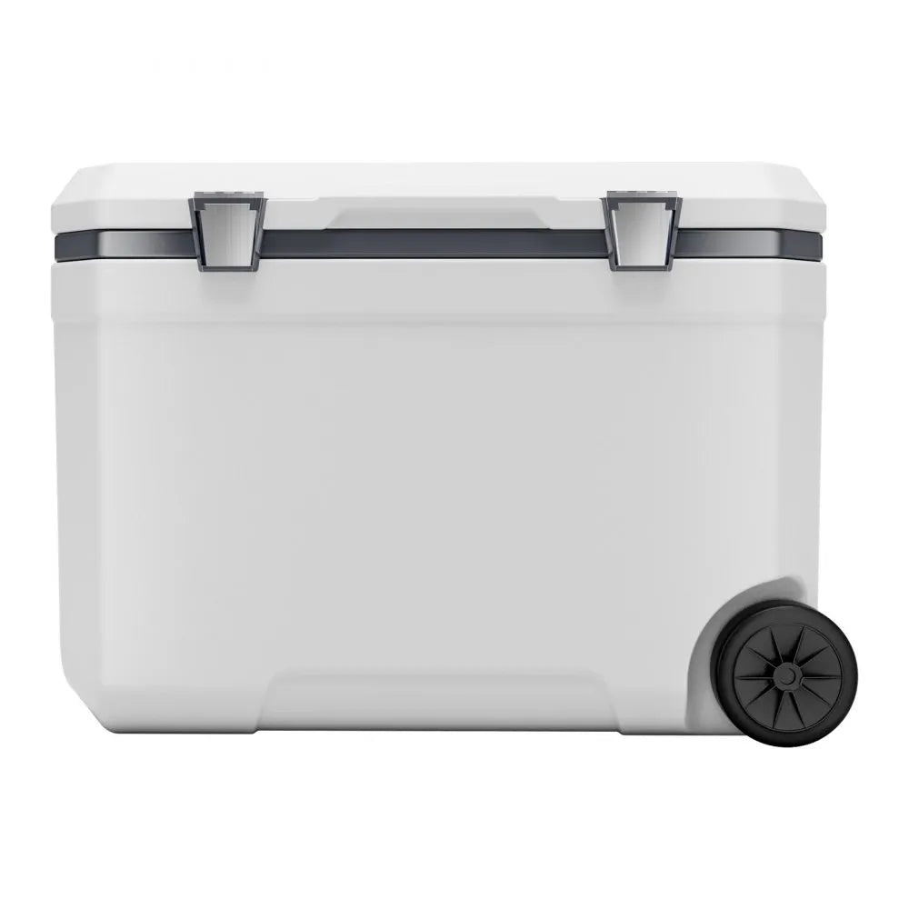 VEVOR Portable Cooler, 45 QT Wheeled Cooler with Ice Retention, Heavy-Duty Handles and Cup Holder, Lightweight Rigid Material Insulated Portable Cooler, Suitable for Family Picnics and Long Trips