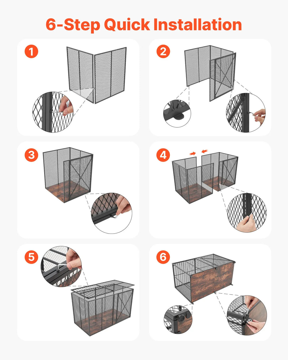 VEVOR 64 Inch Heavy Duty Dog Crate, Max Load Capacity 300 lbs, Indestructible Escape-Proof Dog Kennel Indoor for High Anxiety Large Breeds, Steel Metal Pet Cage with Double Doors & Lockable Wheels