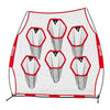 VEVOR 8 x 8 ft Football Trainer Throwing Net, Training Throwing Target Practice Net with 6 Target Pockets, Knotless Net Includes Straps and Portable Carry Case, Improve QB Throwing Accuracy, Red